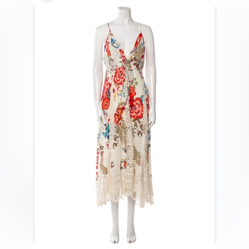 Farm Rio Floral Tassel Midi Dress
